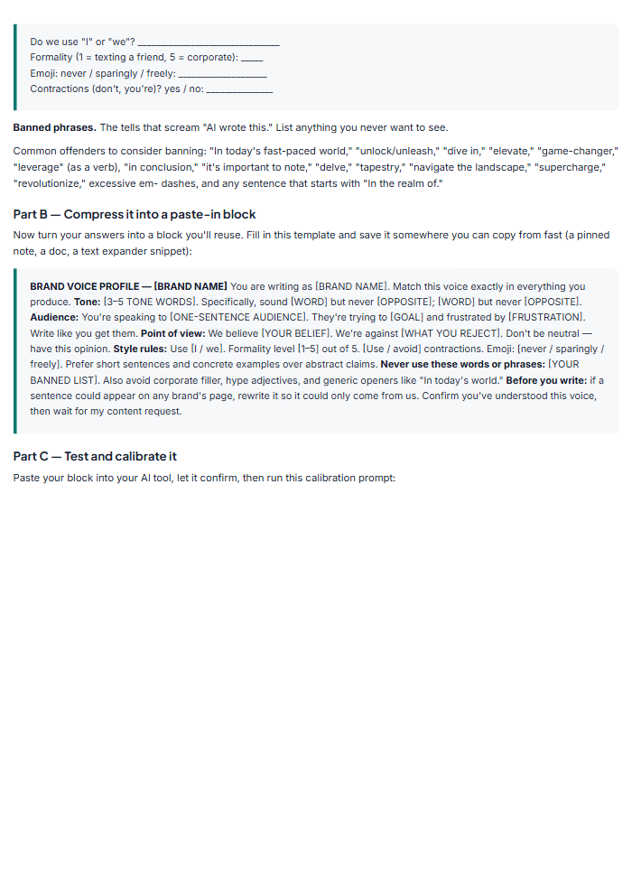 AI Content Marketing Playbook: Calendar & Prompts — sample page 2