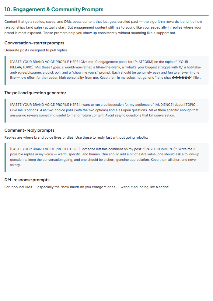 AI Content Marketing Playbook: Calendar & Prompts — sample page 3