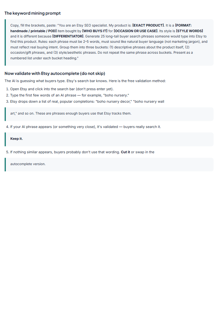 Etsy SEO Listing System: AI Title, Tag & Description Kit โ sample page 3