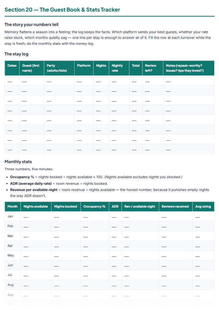 Airbnb Welcome Book Template & Host Checklists (PDF Pack) โ sample page 1