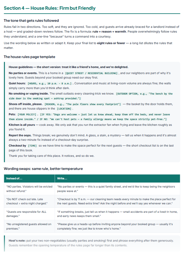 Airbnb Welcome Book Template & Host Checklists (PDF Pack) โ sample page 2