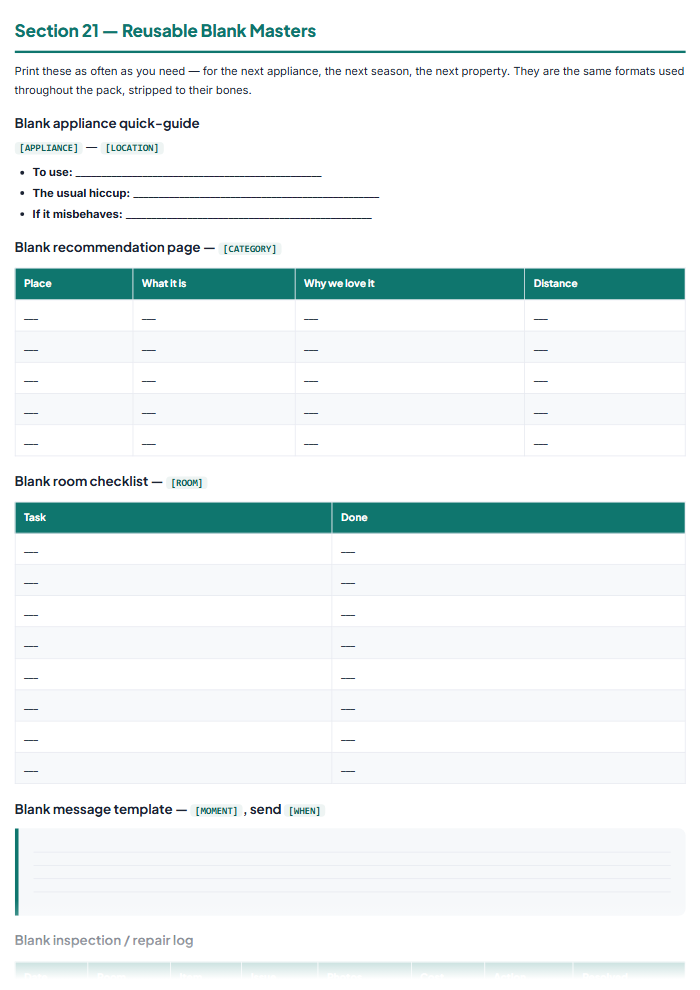 Airbnb Welcome Book Template & Host Checklists (PDF Pack) โ sample page 3