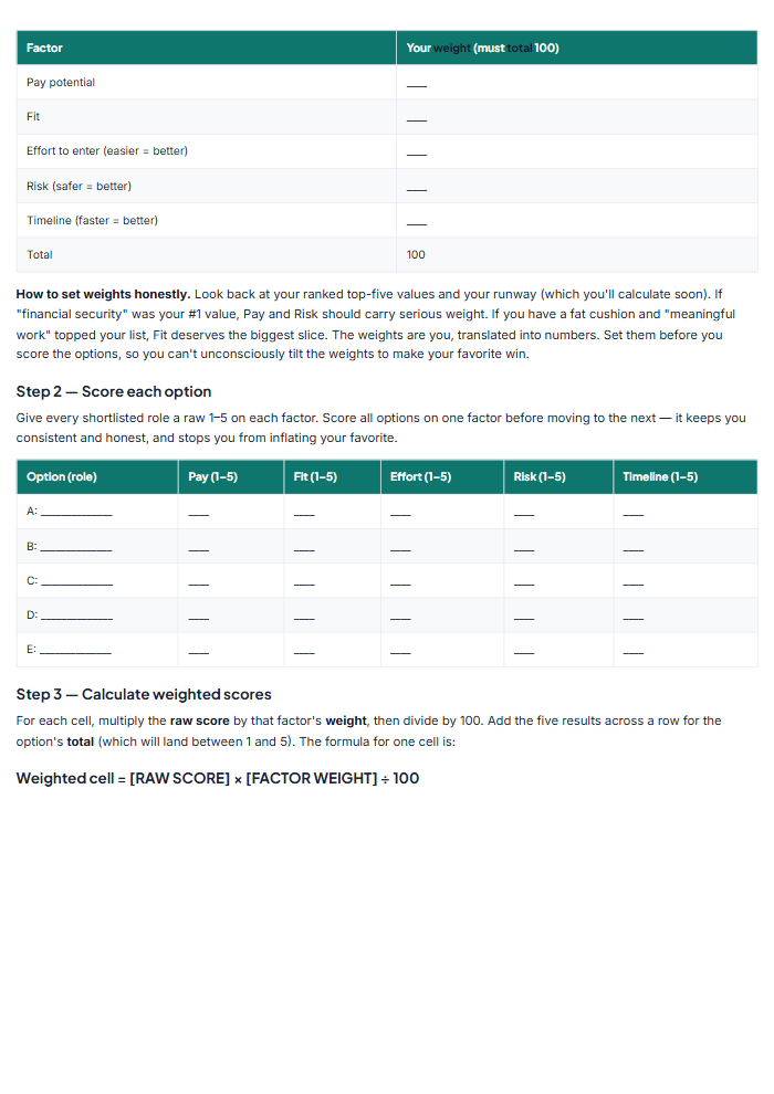 Career Change Planner: Feasibility & Runway Toolkit — sample page 1