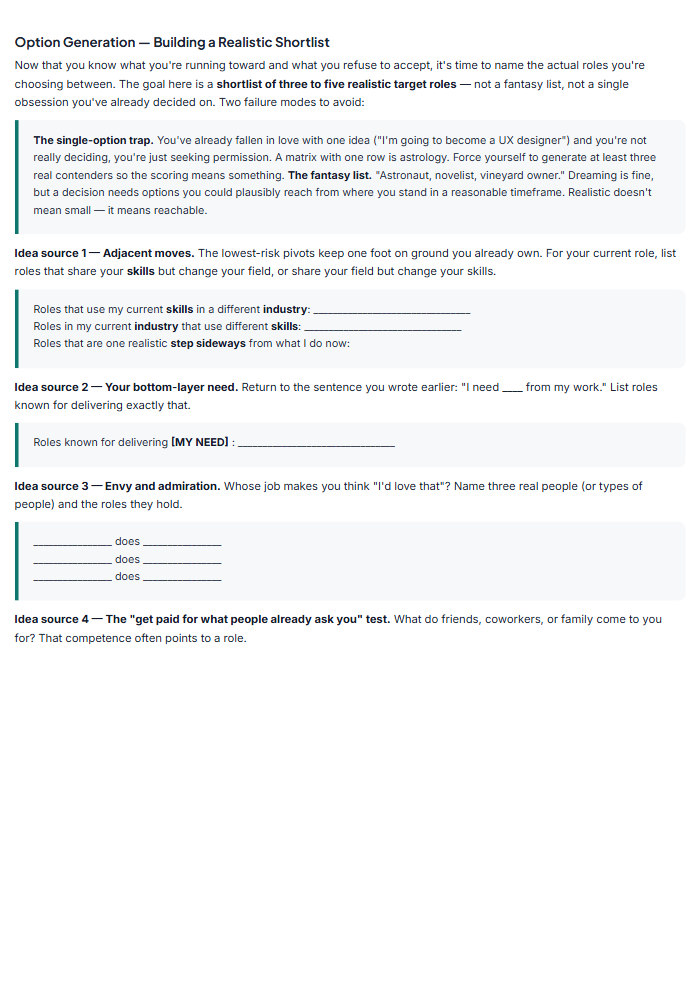 Career Change Planner: Feasibility & Runway Toolkit — sample page 2