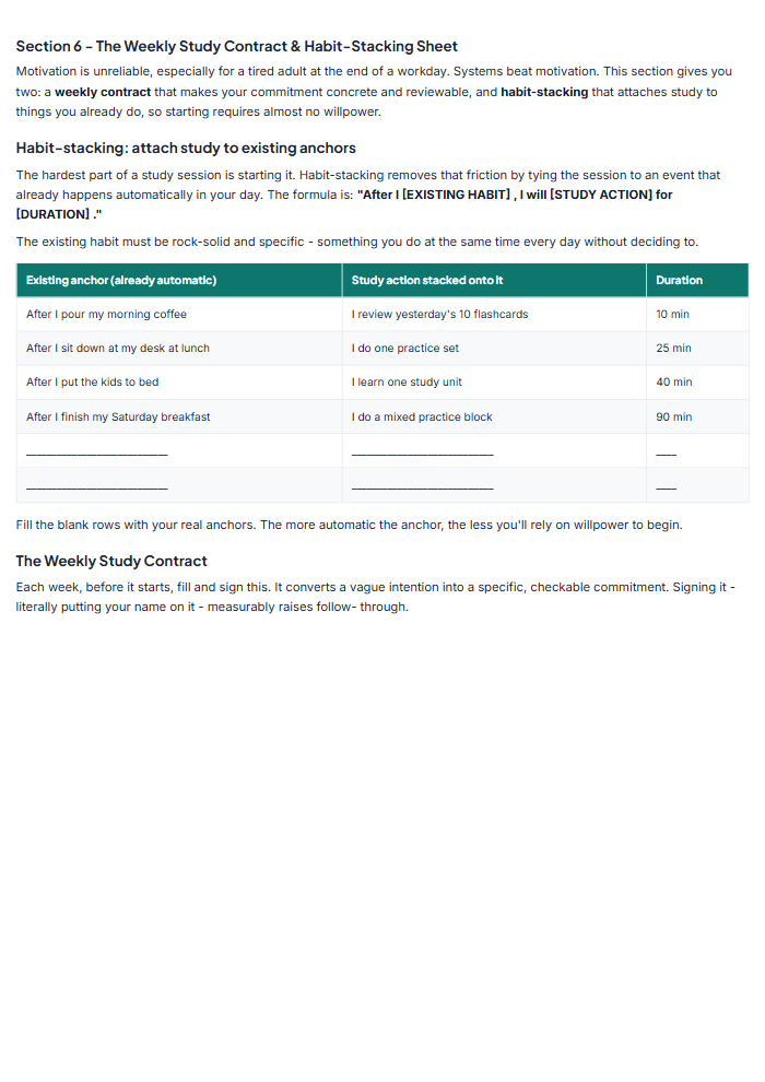 Certification Exam Study Plan: Subject-Agnostic Pass System — sample page 3