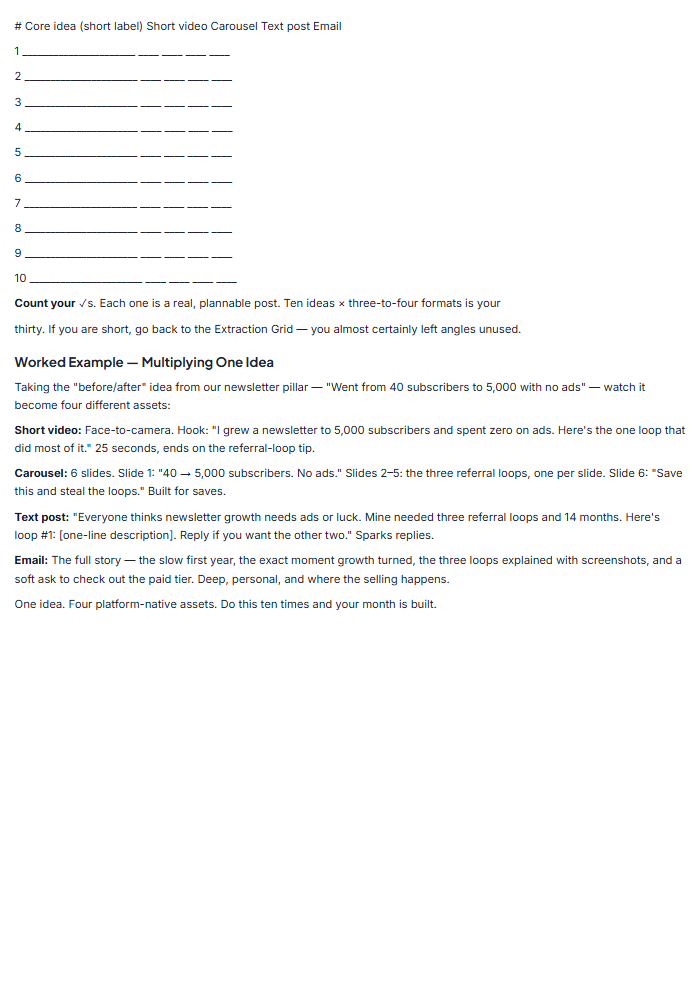Content Repurposing Playbook: 1 Piece Into 30 Posts — sample page 2