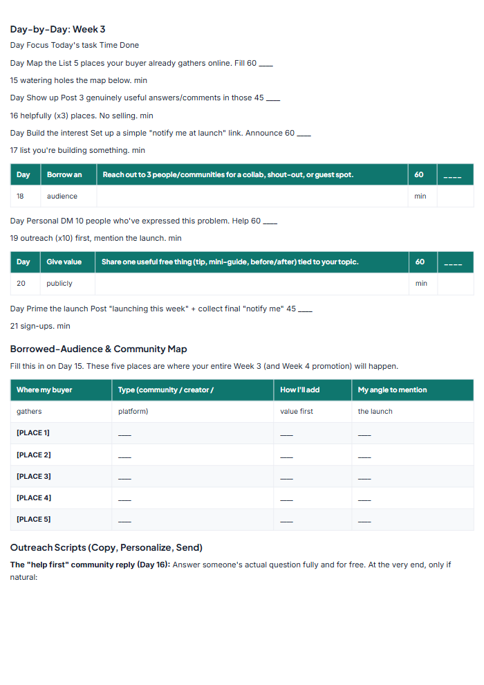 Creator & AI Marketing Pack — sample page 3