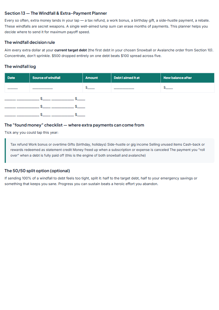 Debt Payoff Negotiation Kit: Creditor Scripts & Planner — sample page 2