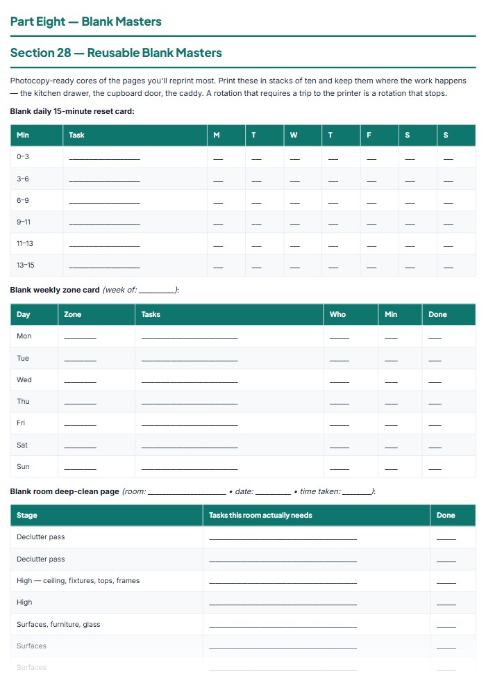 Deep Cleaning Checklist & House Cleaning Schedule (Printable) — sample page 1