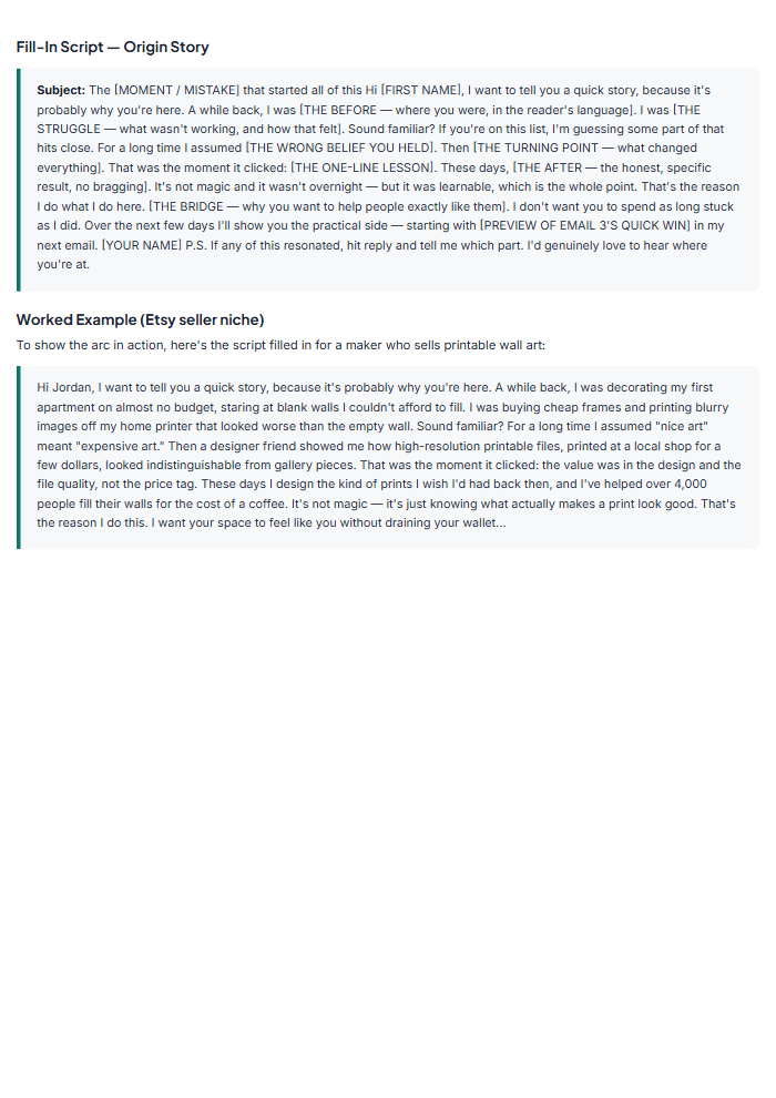 Email Welcome Sequence Kit: 5-Email Fill-In Scripts โ sample page 2