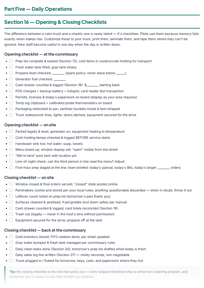 Food Truck Business Plan Template & Startup Workbook โ sample page 3