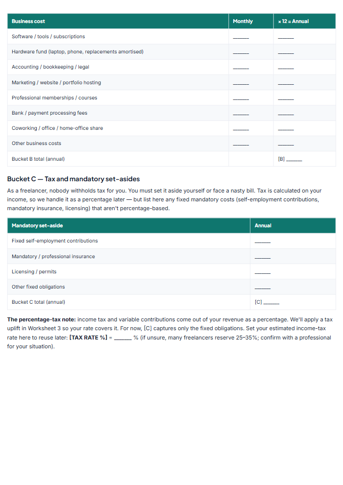 Freelance Pricing Workbook: Set & Raise Your Rates — sample page 1