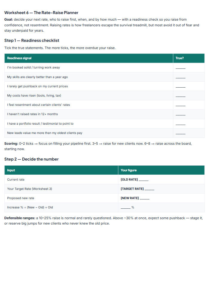Freelance Pricing Workbook: Set & Raise Your Rates — sample page 2