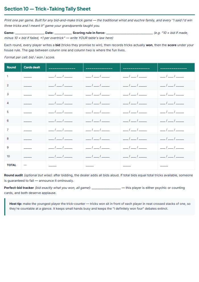 Game Night Score Sheets: Bunco, Dice & Card Game Pads โ sample page 3