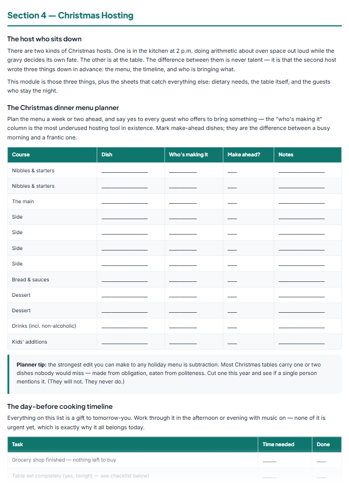 Holiday Planner Printables: Christmas Budget, Gifts, Hosting — sample page 2