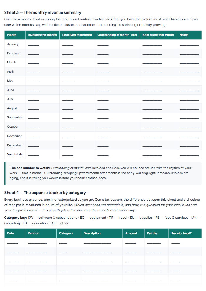 Invoice Template Pack & Small Business Billing Kit (PDF) — sample page 1