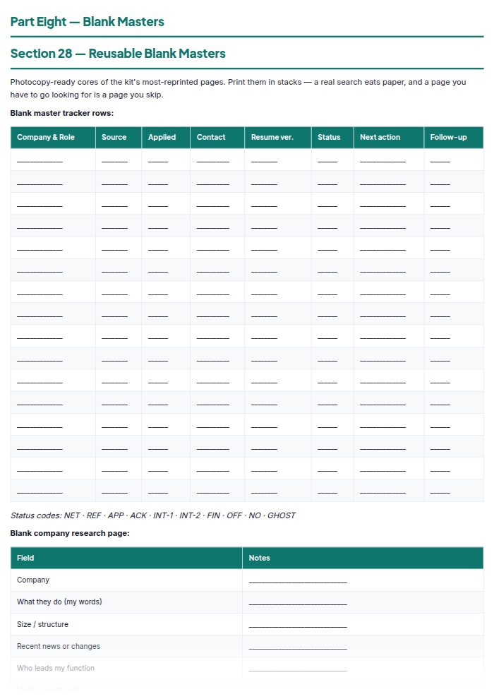 Job Application Tracker & Interview Prep Kit (Printable) — sample page 1