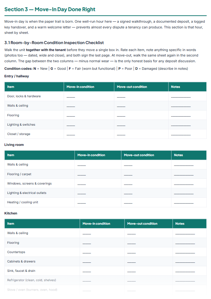 Landlord Forms & Rental Property Kit: 30+ Templates (PDF) — sample page 3