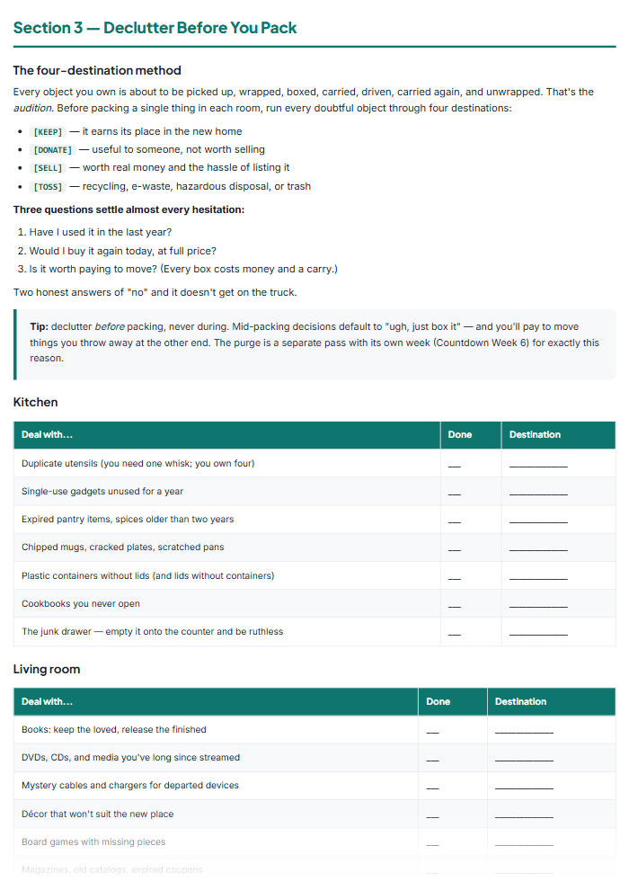 Moving Checklist & New Home Workbook (Printable PDF) — sample page 2