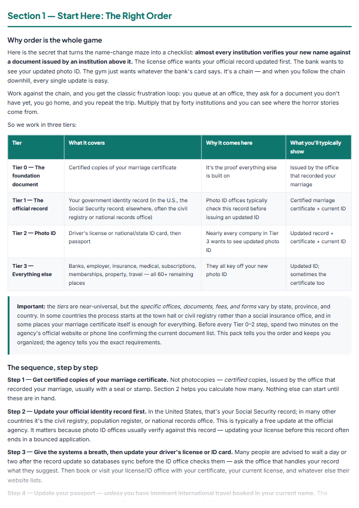 Name Change After Marriage Checklist & Tracker (PDF) — sample page 2