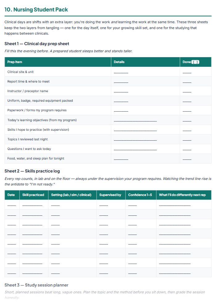Nurse Report Sheet Templates & Brain Sheet Pack — sample page 3