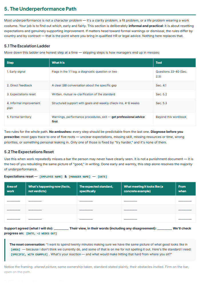 Performance Review & 1:1 Meeting Templates: Manager Toolkit — sample page 2