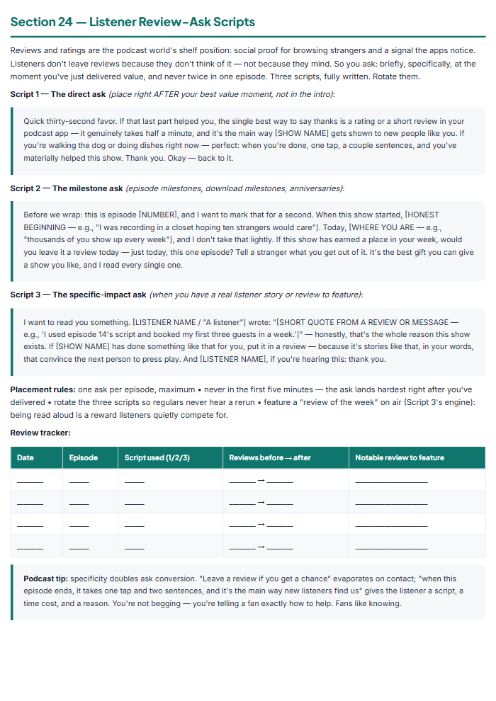 Podcast Planner & Script Templates: Launch to Episode 100 — sample page 2