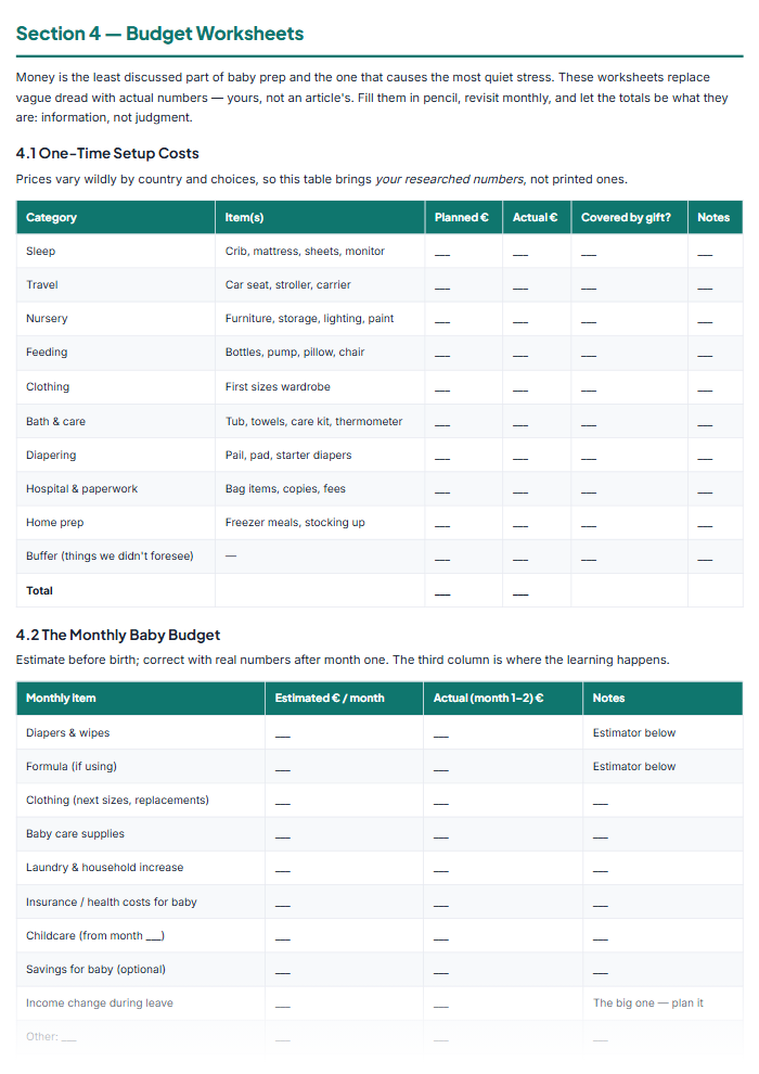 Pregnancy Planner & Baby Prep Checklists (Printable PDF) — sample page 3