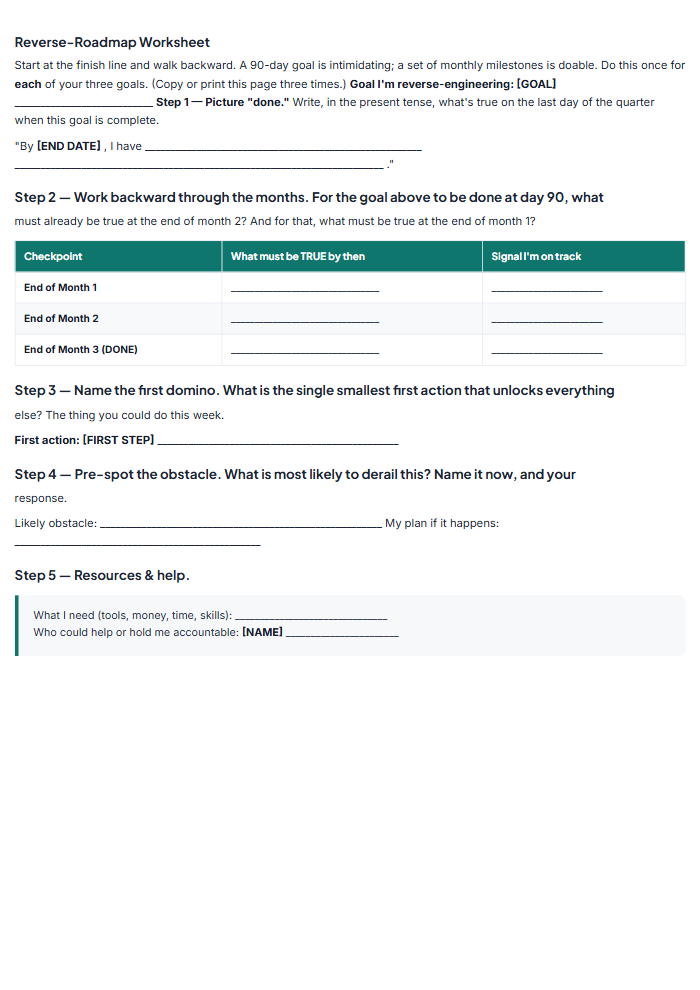 Quarterly Reset Planner: 90-Day Goal & Weekly Review System — sample page 2