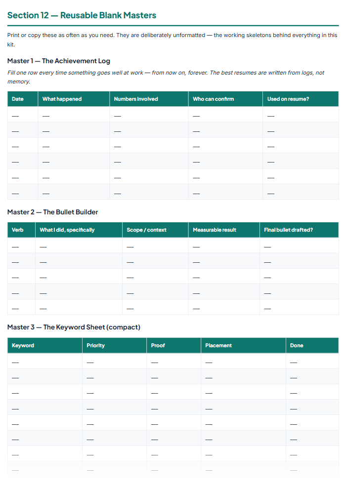 Resume Template & Cover Letter Kit + AI Resume Prompts โ sample page 1