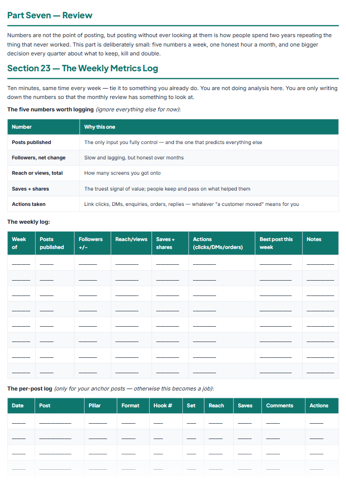 Social Media Content Calendar & Post Planner (Printable PDF) โ sample page 3