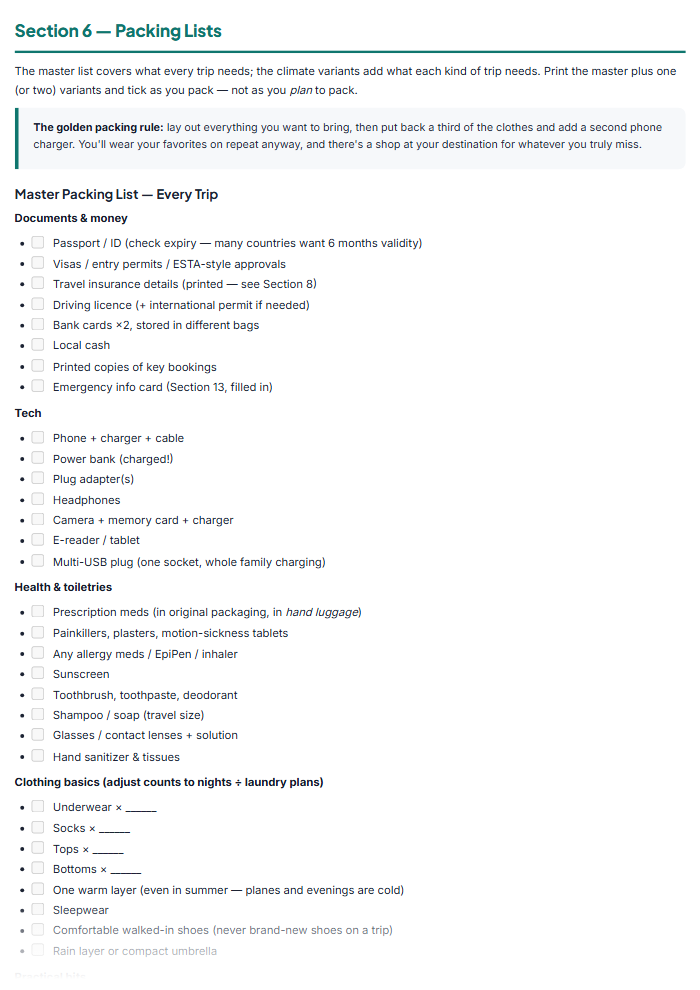 Travel Itinerary Template & Planner Pack — Printable PDF — sample page 2