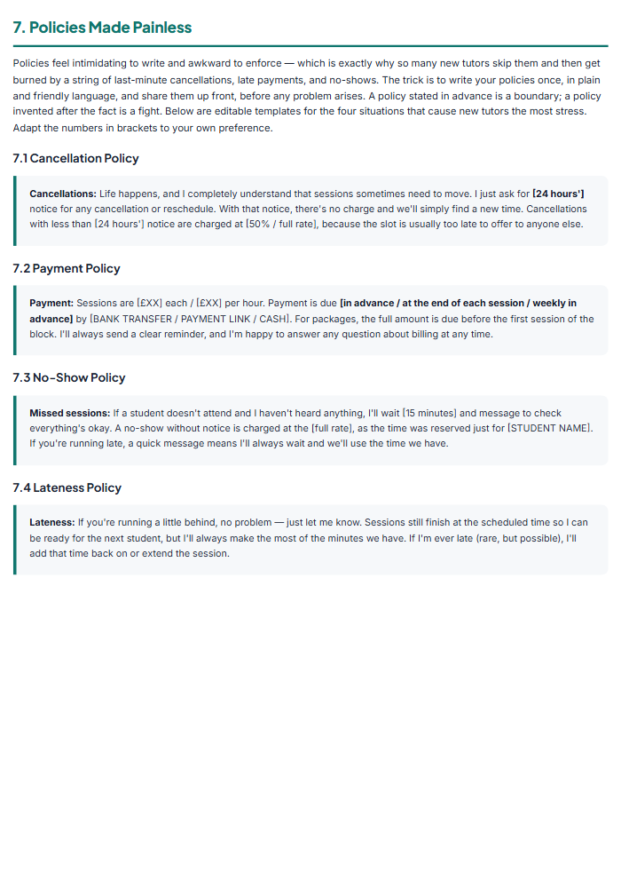 Tutor Onboarding Toolkit: Intake Forms & Parent Scripts — sample page 2