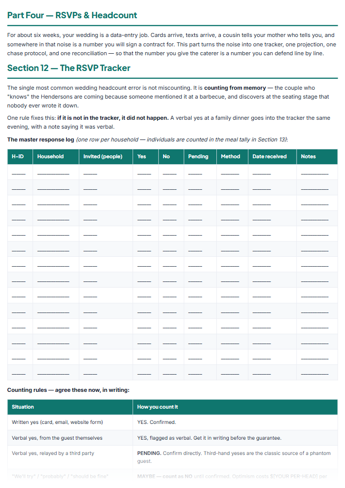 Wedding Guest List, Seating Chart & Budget Tracker (PDF) — sample page 3
