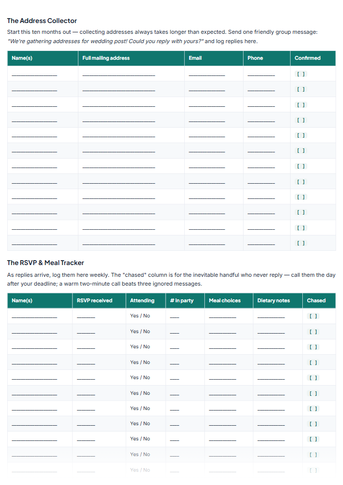 Wedding Planning Checklist & Budget Workbook (Printable PDF) โ sample page 3