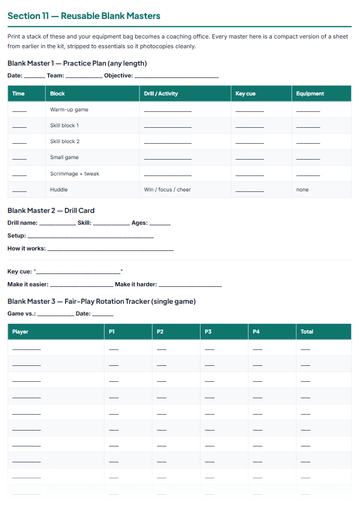 Youth Sports Practice Plan Templates: Basketball & Soccer — sample page 3